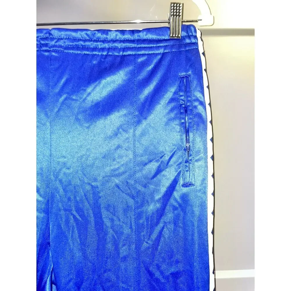 Vintage Arena Blue & White Pull On Track Pant Size Medium Side Tape Logo